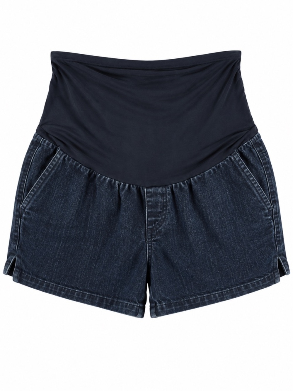 Maternity Denim Shorts with Navy Overband Waist | Size Large